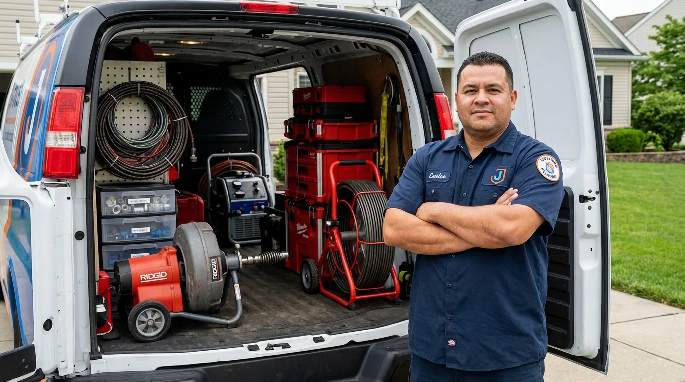 Professional drain cleaning equipment and Johns Plumbing LLC plumber in Fort Wayne