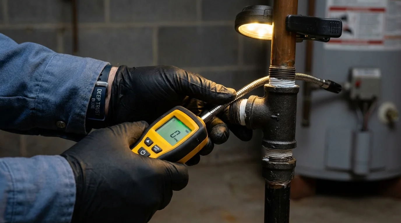 Gas leak detection with electronic sniffer by Johns Plumbing LLC in Fort Wayne