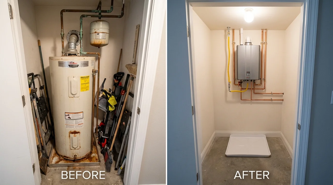 Tank water heater versus wall-mounted tankless unit comparison for Fort Wayne, IN homeowners